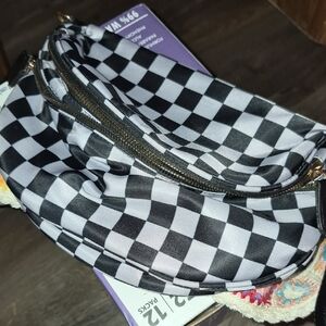 Black and White Checkered Women’s Crossbody Bag